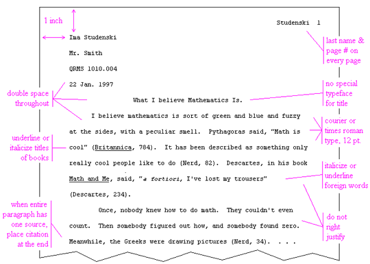 writing format example page 1